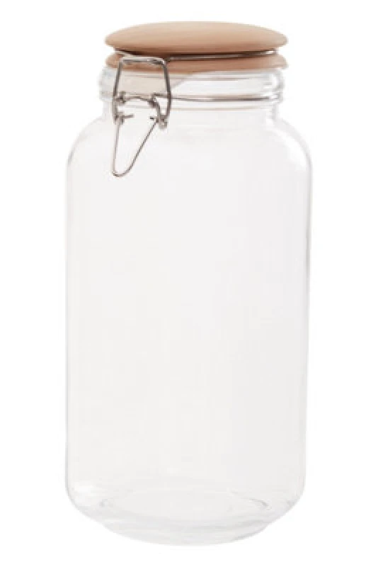 Image of Premier Housewares luca Luca Square 2150ml Glass Jar With Wooden Lid Clear