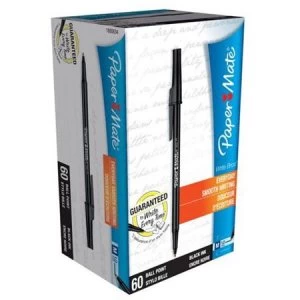 Image of Paper Mate Write Bros Stick Ballpoint Pen 1.0mm Line Width Black Pack of 60