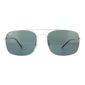 Image of Rectangle Silver Blue Sunglasses