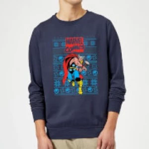 Image of Marvel Avengers Thor Christmas Sweatshirt - Navy - S