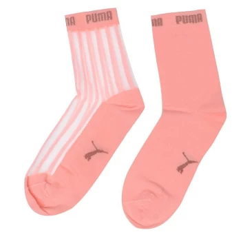 Image of Puma 2 Pairs Sheer Striped Ankle Socks - Pink