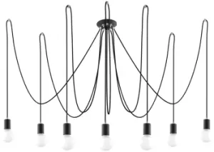 Image of Edison 7 Light Cluster Drop Pendant Black, E27