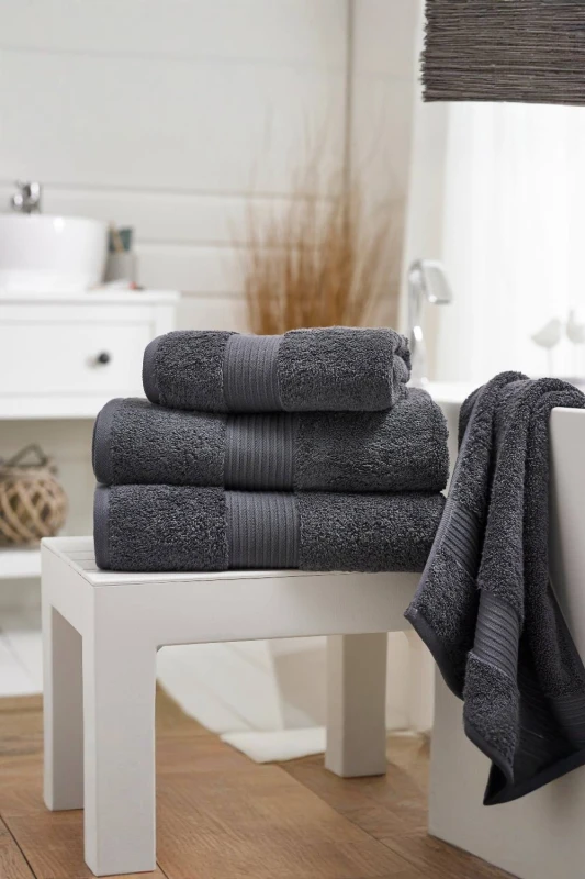 Image of Deyongs Bliss Pima 4 Piece Towel Bale - 2 x Hand & x 2 Bath Towels in Charcoal Charcoal Unisex