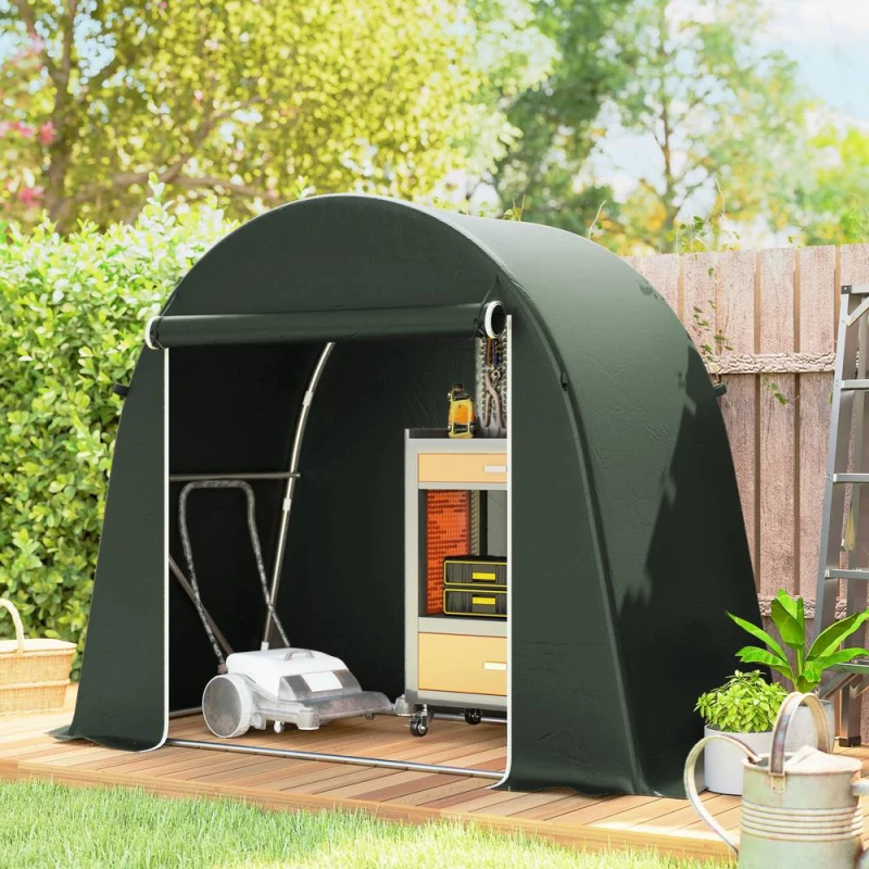 Image of OUTSUNNY 8 x 4ft Garden Storage Shed Tent Bike Tent, Green Green Unisex