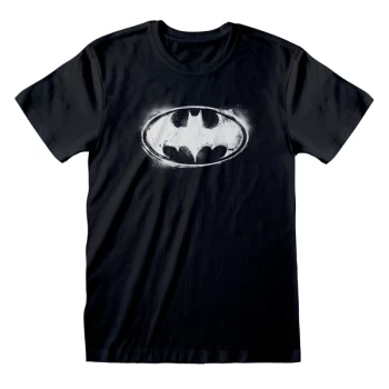 Image of DC Batman - BW Distressed Logo Unisex Small T-Shirt - Black