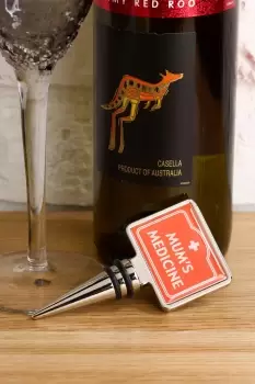 Image of Mums Medicine Wine Stopper - Red