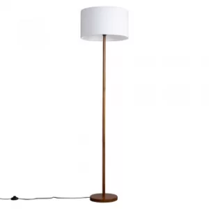 Image of Heather Dark Wood Floor Lamp with XL White Reni Shade