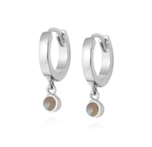 Image of Daisy London 925 Sterling Silver Labrodorite Healing Huggie Hoops Sterling Silver