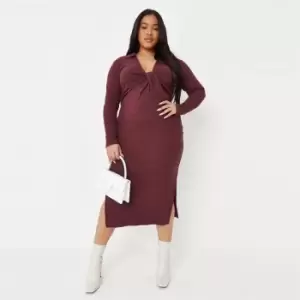 Image of Missguided Plus size twist front dress - Brown