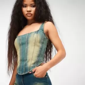 Image of Missguided Co Ord Denim Corset Crop Top - Blue