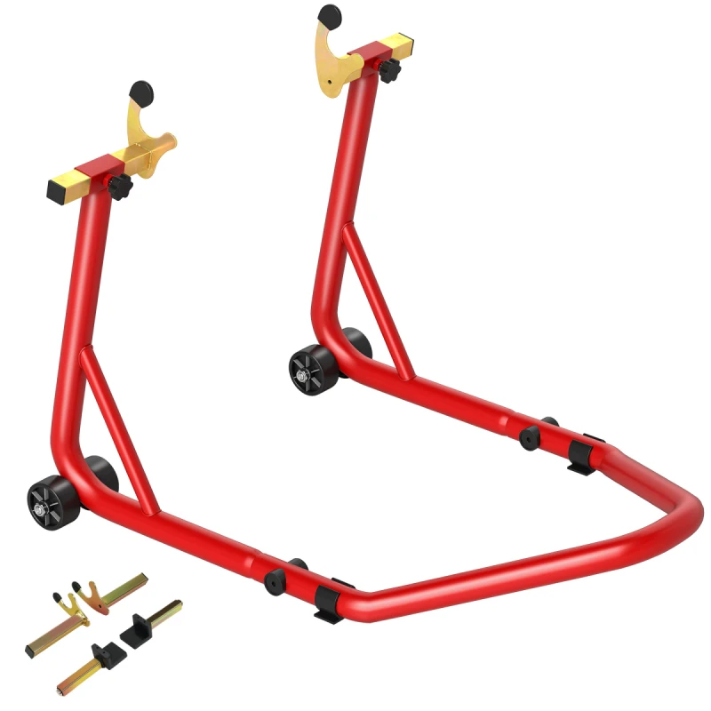 Image of HOMCOM HOMCOM Motorcycle Rear Wheel Stand, 544kg Motorcycle Paddock Stand, Red Red One Size Unisex 5063603212411
