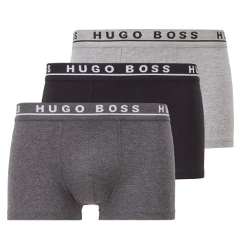 Image of Hugo Boss 3 Pack Logo Boxer Trunks Grey Size L Men