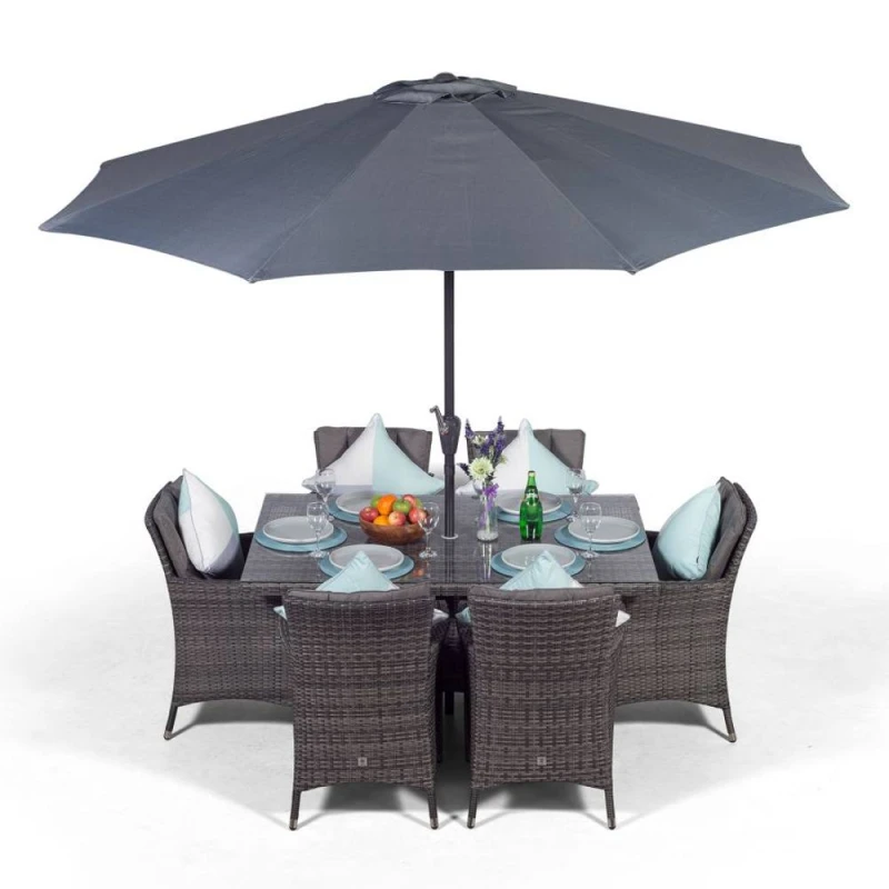 Image of Thats Furniture Savannah Rectangular 6 Seater Rattan Patio Dining Set in Grey Grey Unisex