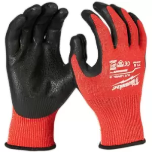 Image of Milwaukee Dipped Gloves - Cut Level 3 8/M Medium - Black/Red