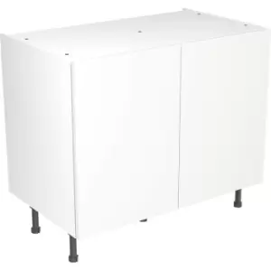 Image of Kitchen Kit Flatpack Slab Kitchen Cabinet Base Unit Super Gloss 1000mm in White MFC