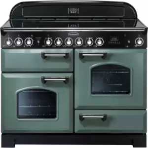 Image of Rangemaster Classic Deluxe CDL110ECMG/C 110cm Electric Range Cooker with Ceramic Hob - Mineral Green / Chrome - A/A Rated