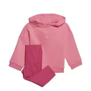 Image of adidas Hooded Fleece Tracksuit Kids - Bliss Pink / Bliss Pink
