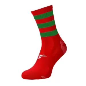 Image of Precision Unisex Adult Pro Hooped Football Socks (7 UK-11 UK) (Red/Green)