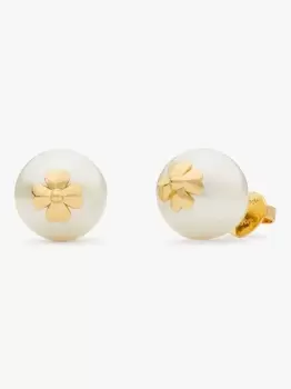 Image of Kate Spade Pearls On Pearls Stud Earrings, Cream/Gold, One Size