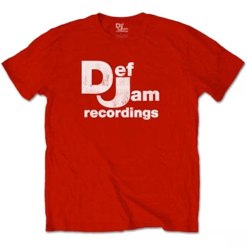 Image of Def Jam Recordings - Classic Logo Unisex Medium T-Shirt - Red