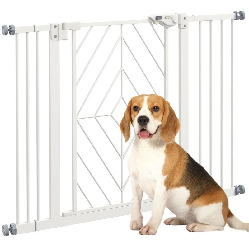 Image of PawHut Pressure Fit Safety Gate w/ Auto Closing Door, Double Locking, 74-100cm Openings, White D06-213V01WT