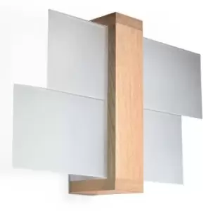 Image of Feniks 1 Light Flush Wall Light Natural Wood, E27