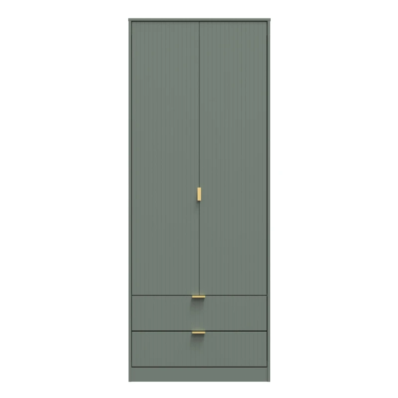 Image of Welcome Furniture Ready Assembled Linear 2 Door 2 Drawer Wardrobe In Reed Green LIF081RGRG