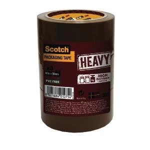 Image of Scotch Packaging Tape Heavy 50mmx66m Brown Pack of 3 HV.5066.T3.B