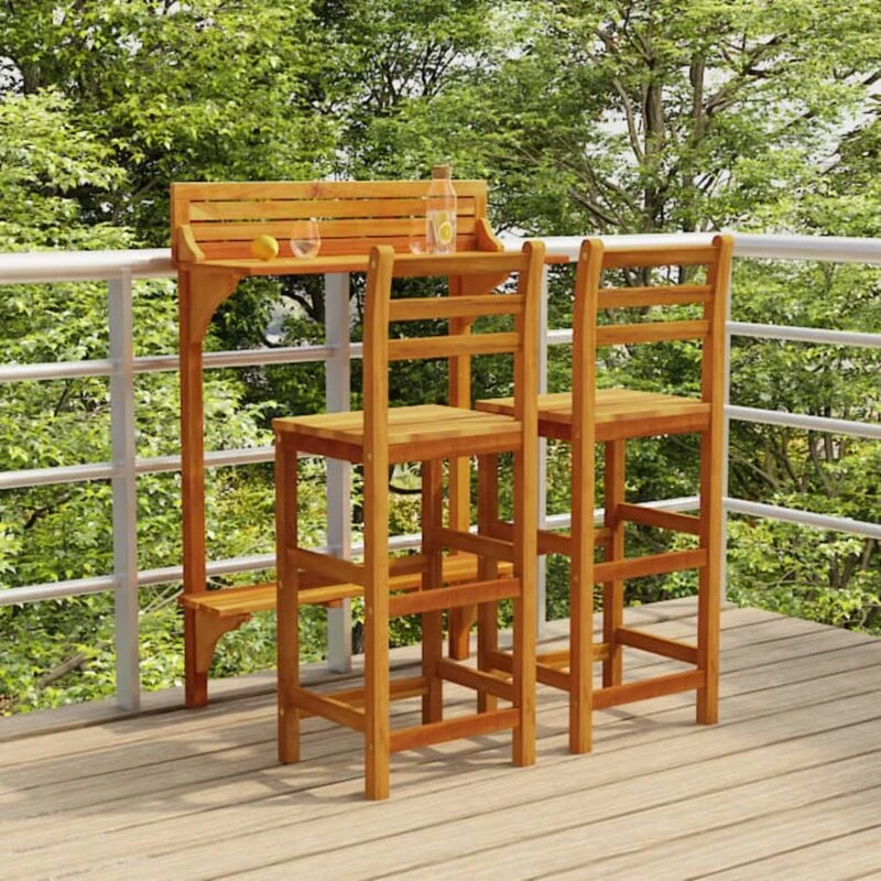Image of VIDAXL 3 Piece Balcony Bar Set Solid Wood Acacia Vidaxl 8720287143062