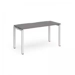 Image of Adapt single desk 1400mm x 600mm - white frame and grey oak top