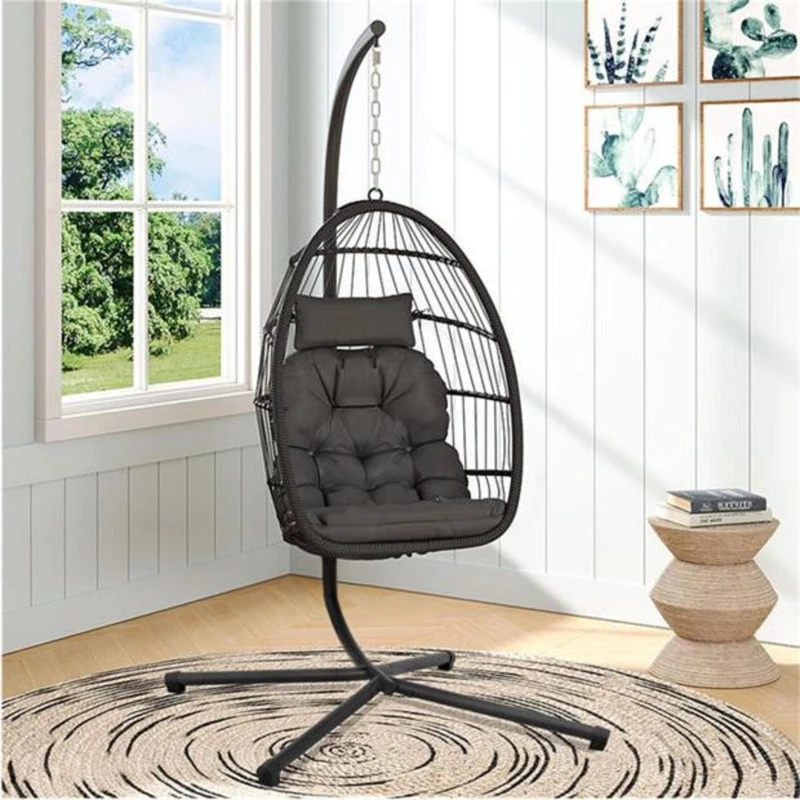 Image of Breeins Egg Chair with Stand and Cushion Black unisex One size