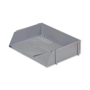 Image of 5 Star Office Letter Tray Wide Entry High impact Polystyrene Stackable Grey