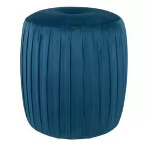 Image of Appley Luxury Pleated Velvet Stud Button Pouffe Sapphire Blue
