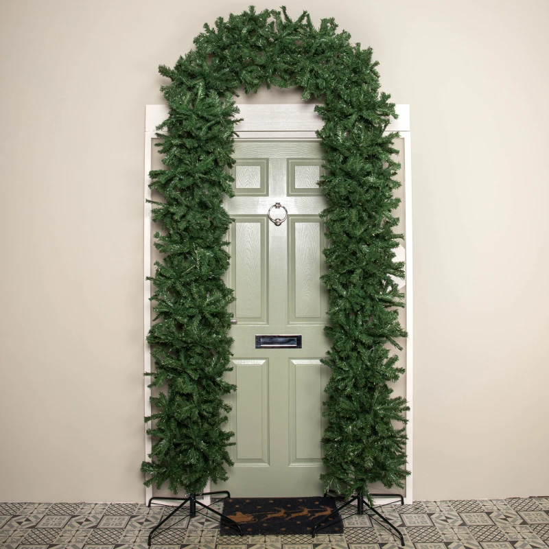 Image of 8ft (2.52m) Slimline Single Door Artificial Christmas Tree Arch in Green with 2000 Tips