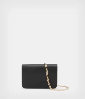 Image of AllSaints Womens Honore Leather Cardholder, Black