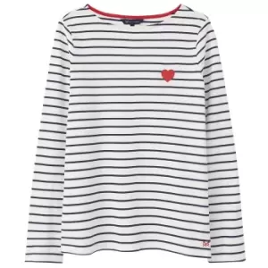 Image of Crew Clothing Womens Ultimate Breton Button Side Top White/Navy/Heart 18