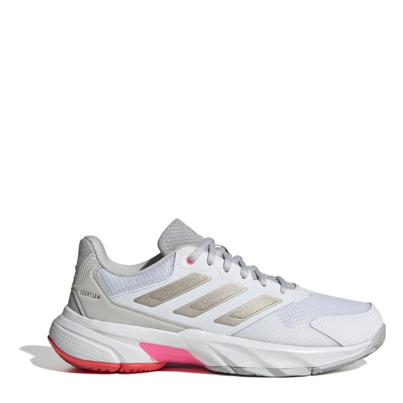 Image of adidas Courtjam Control 3 Tennis Shoes Womens White/Pink female 4 (36.7)