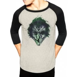 Image of Batman - Joker Art Face Mens Small Long sleeved T-Shirt - Grey
