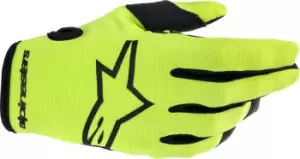 Image of Alpinestars Radar Motorcross Gloves, black-yellow, Size S, black-yellow, Size S