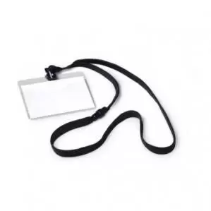 Image of Durable Visitor NAME BADGE 60x90mm with 10mm Textile Necklace Black