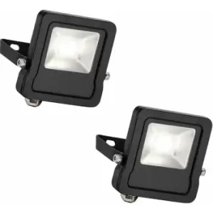 Image of Loops - 2 pack Outdoor IP65 LED Floodlight - 10W Cool White LED - Angled Wall Bracket