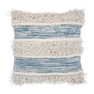 Image of Sass & Belle Blue Scandi Boho Tufted Stripe Cushion