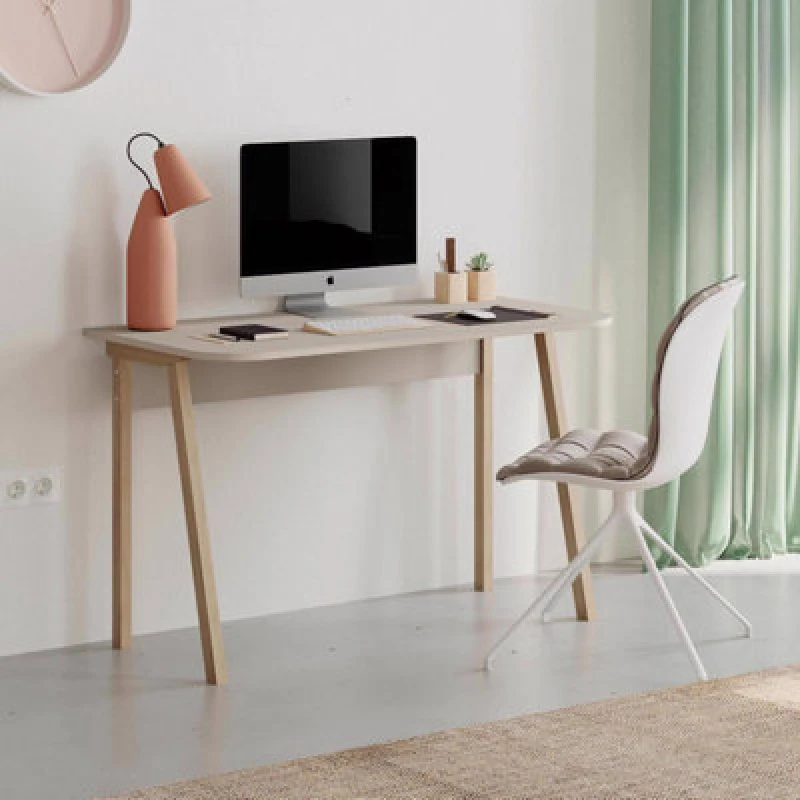 Image of FWStyle FWStyle Modern Sandstone Home Office Study Desk in Beige Beige One Size Unisex 8683628019702