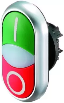Image of Eaton Green, Red Push Button - Momentary, M22 Series, 22.5mm Cutout, Round