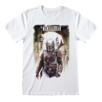Image of Mandalorian - Trooper Head Unisex Medium T-Shirt - White