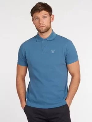 Image of Barbour Tartan Pique Polo Shirt, Blue, Size 2XL, Men