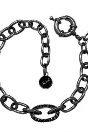 Image of Ladies Karl Lagerfeld Black Ion-plated Steel Oval Link Bracelet 5378214