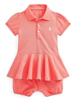 Image of Ralph Lauren Baby Girls Polo Peplum Dress - Red, Size 9 Months