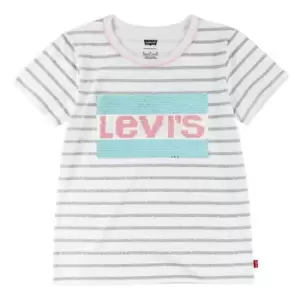Image of Levis Junior Striped Logo T-Shirt - White