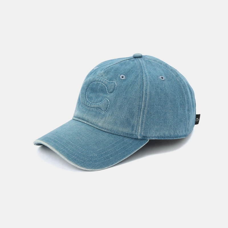 Image of Coach Womens Sculpted C Baseball Cap Indigo female Ladies